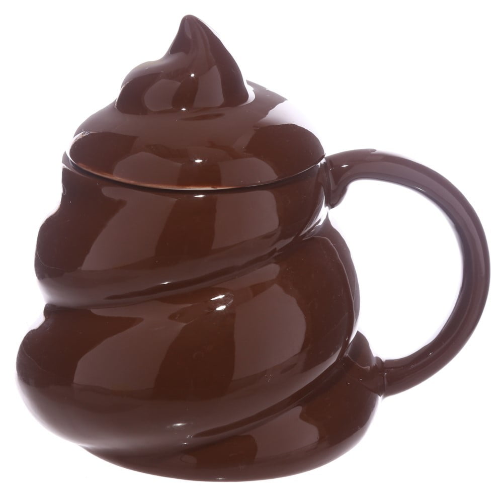 Mug Emoji poop marron avec couvercle