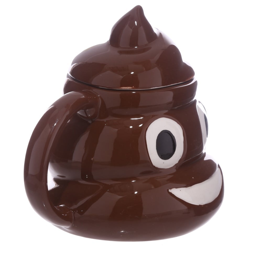 Mug Emoji poop marron avec couvercle