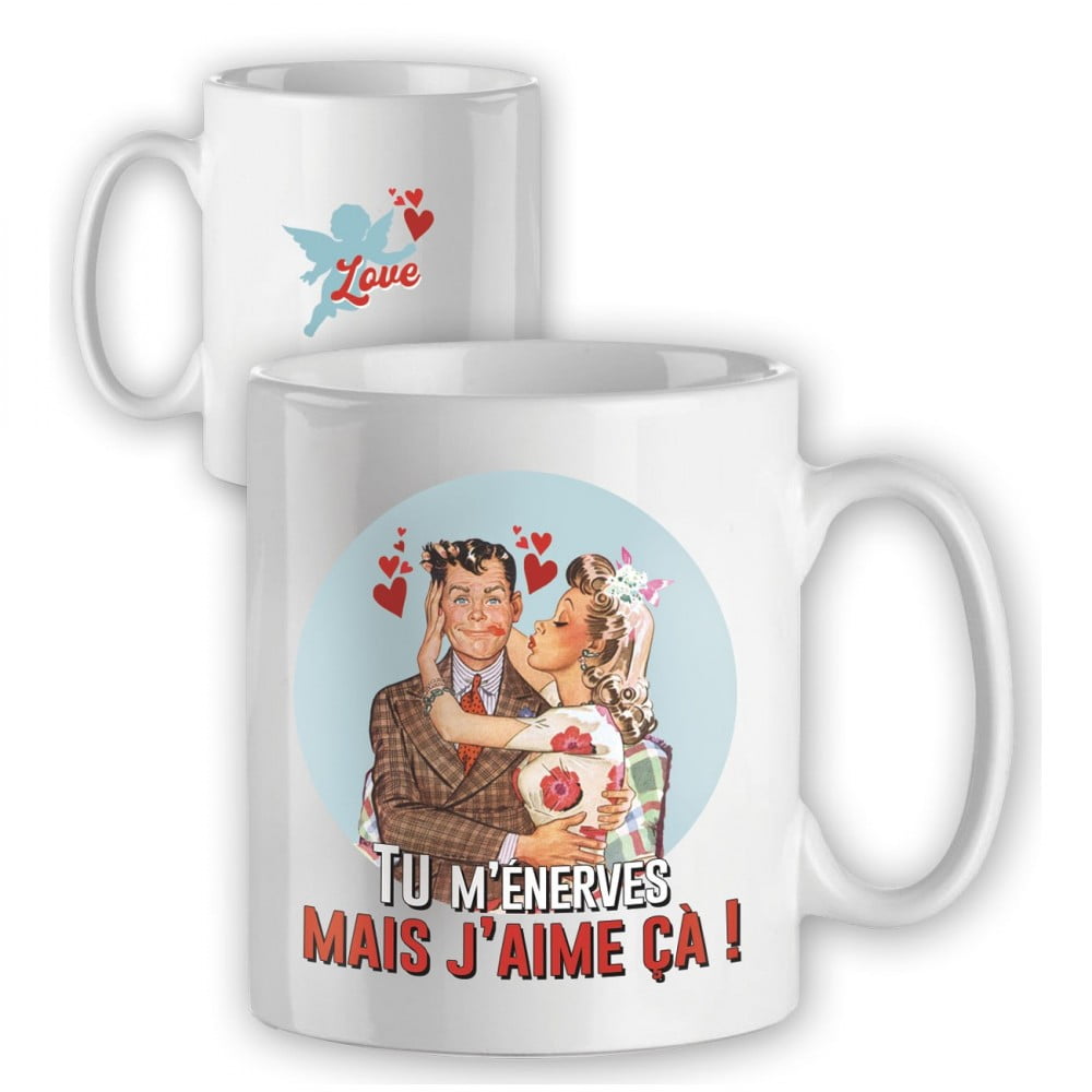 Mug vintage love Tu m'énerves mais j'aime ça