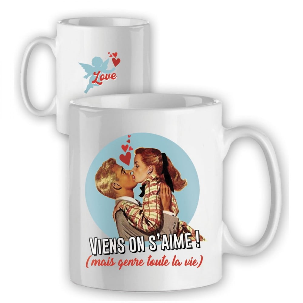 Mug vintage love Viens on s'aime..