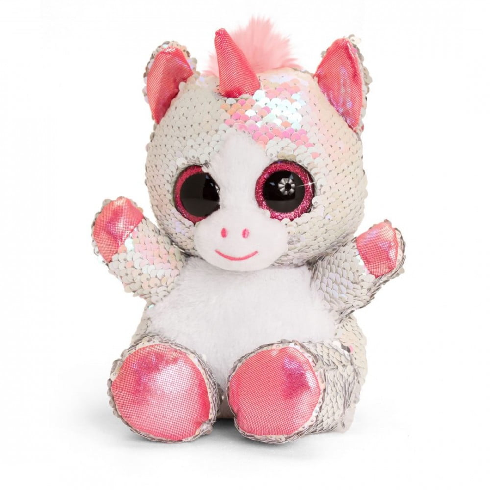 Peluche Licorne rose blanc 30 cm