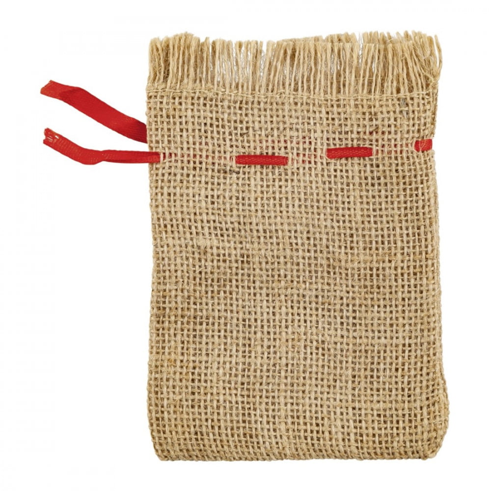 Petit sac en jute coeur rouge