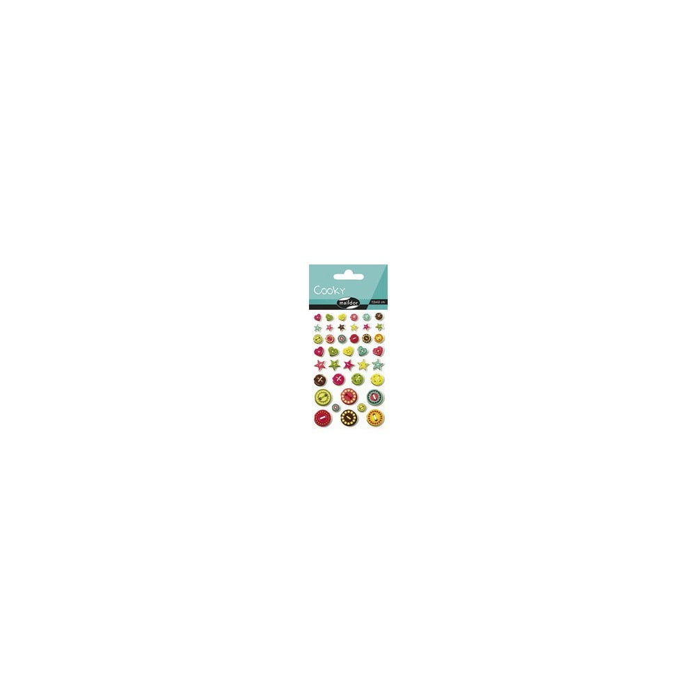 Planche de stickers boutons étoiles et coeurs