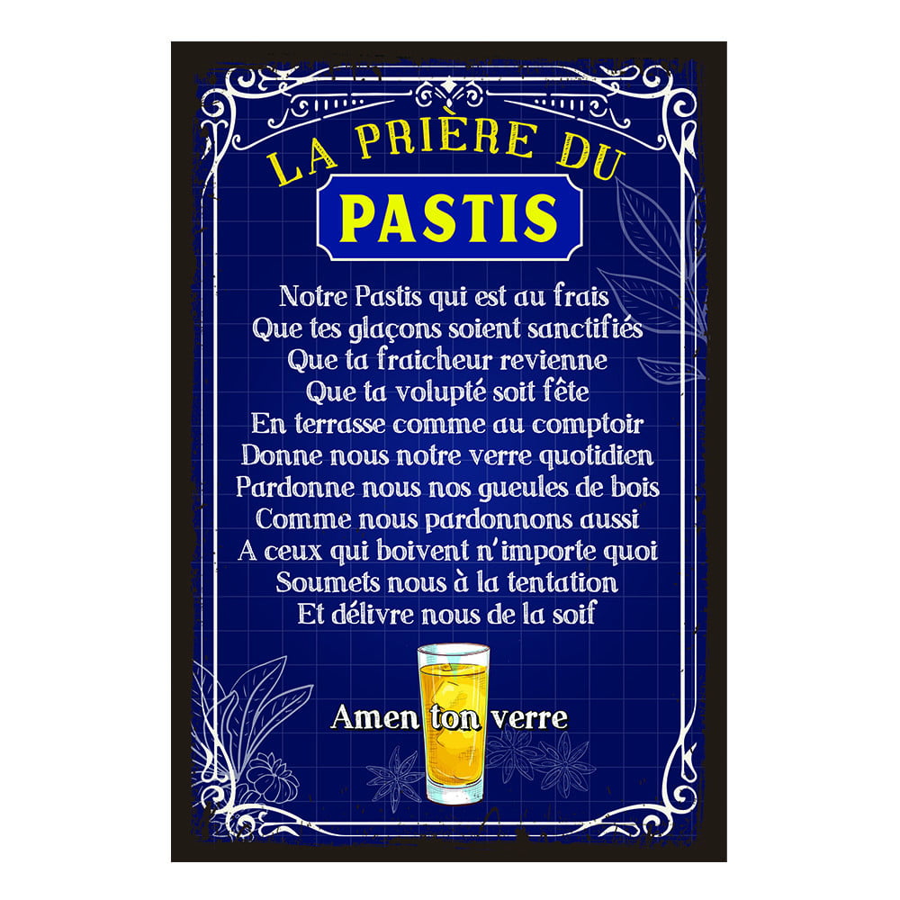 Plaque de porte Prière du pastis