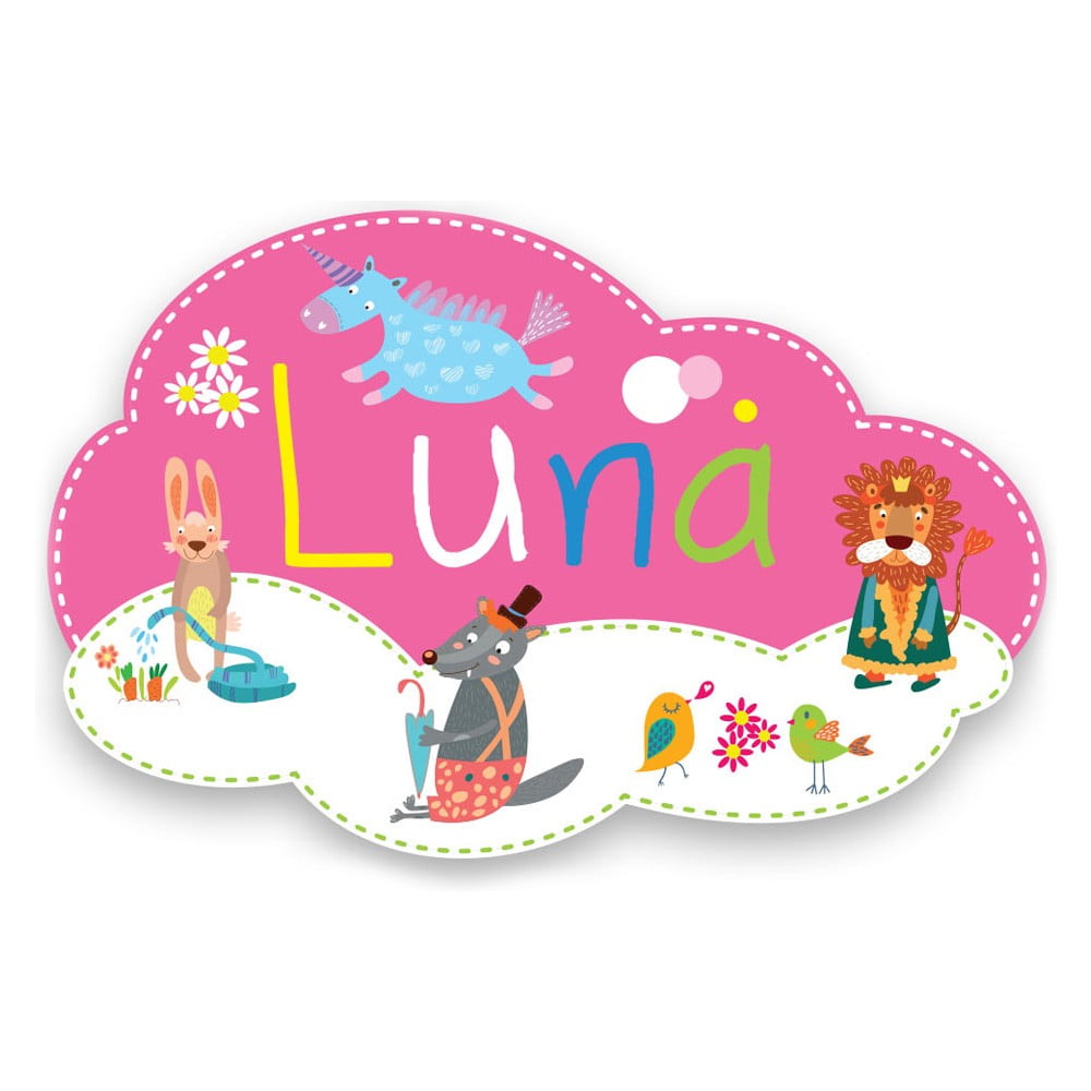 Plaque de porte en bois prénom Luna