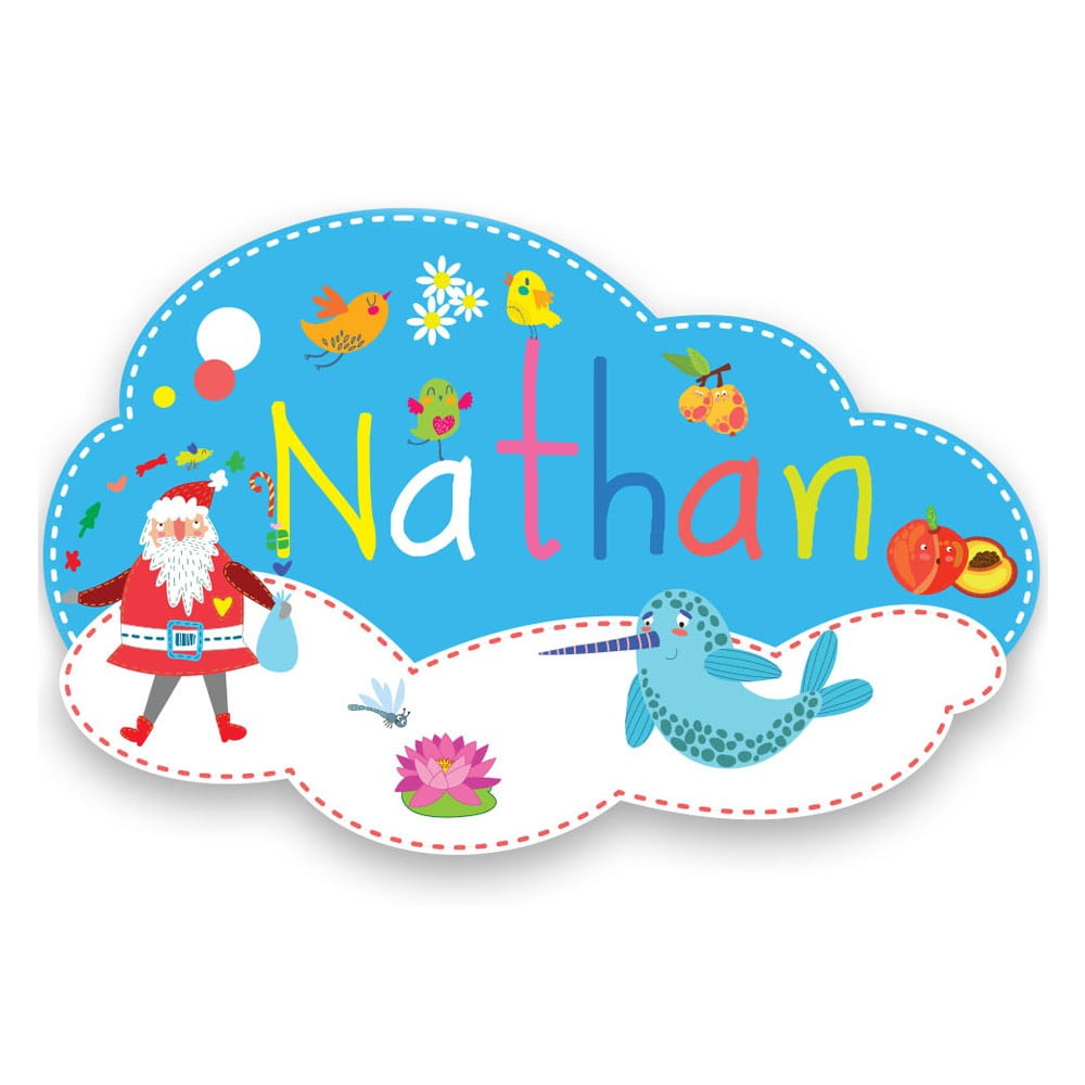 Plaque de porte en bois prénom Nathan