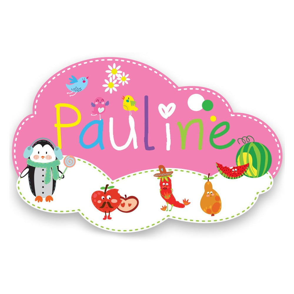 Plaque de porte en bois prénom Pauline