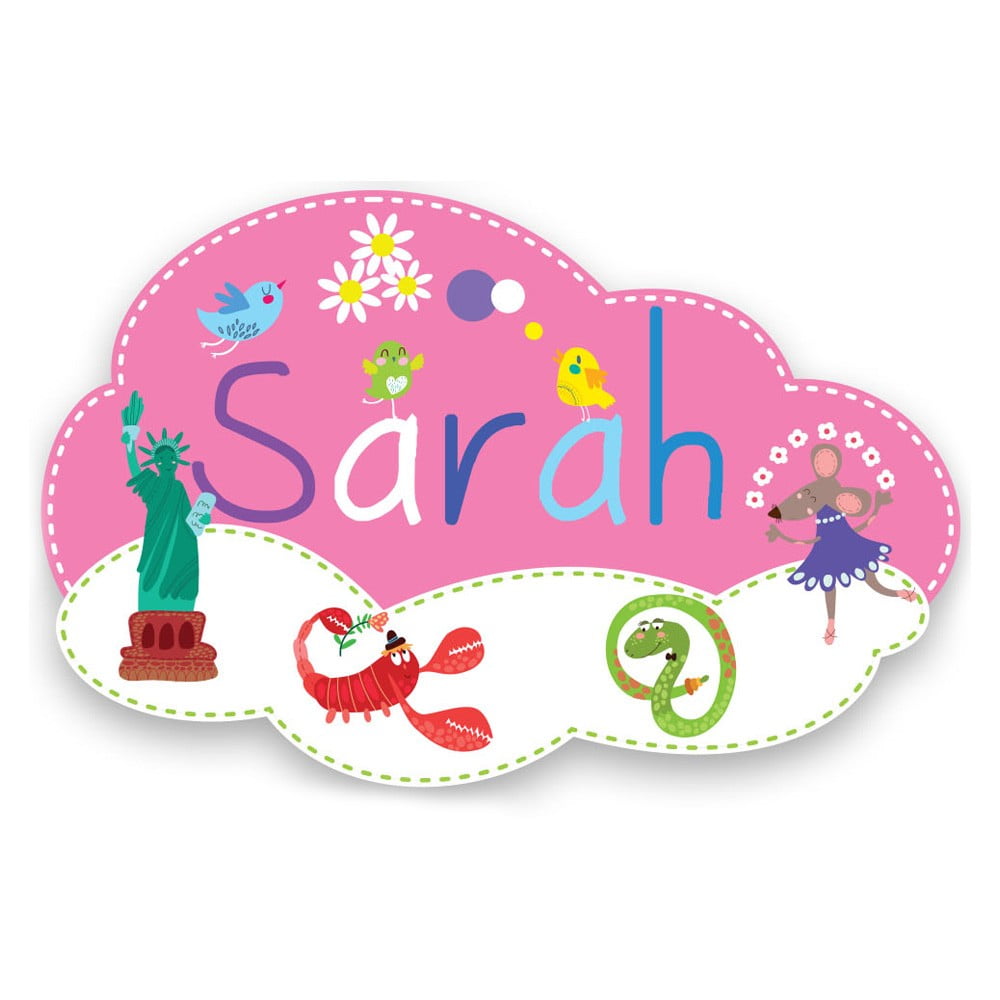 Plaque de porte en bois prénom Sarah