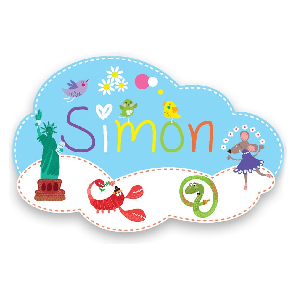Plaque de porte en bois prénom Simon