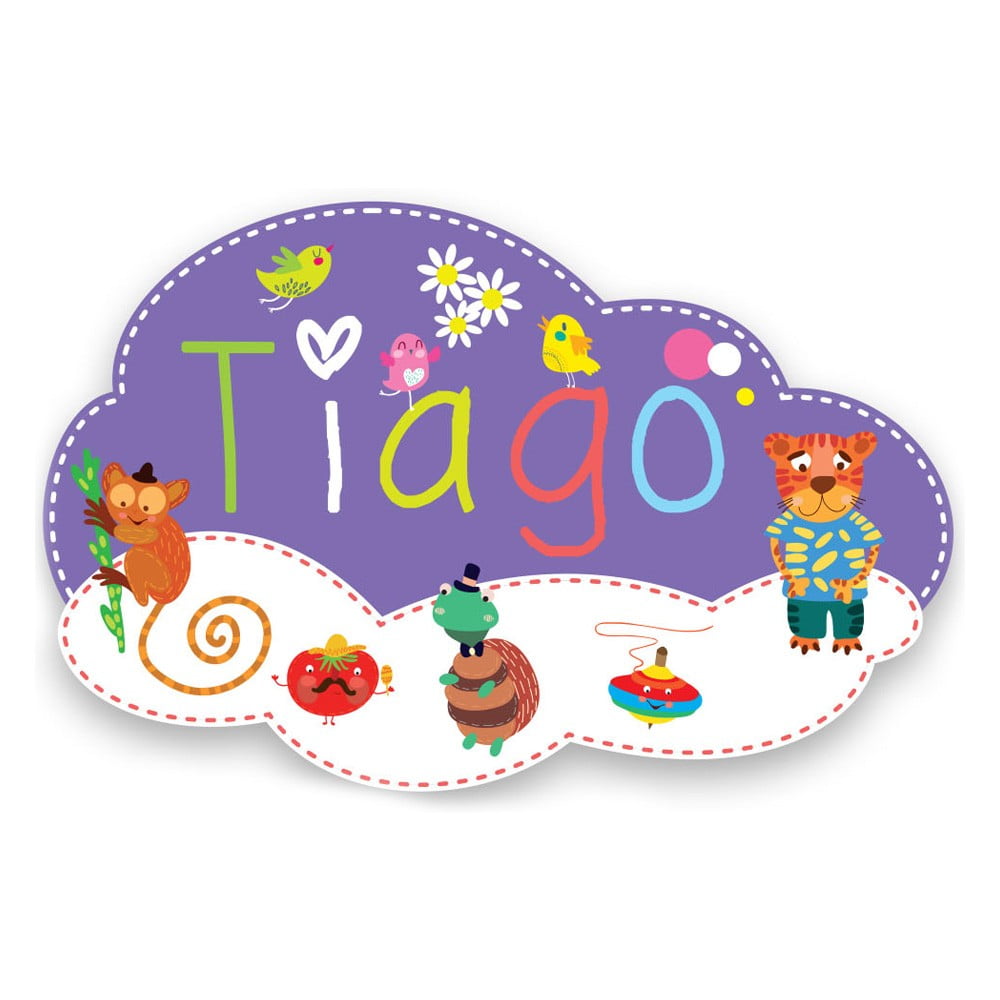 Plaque de porte en bois prénom Tiago