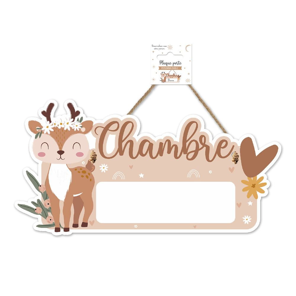 Plaque de porte personnalisable Biche