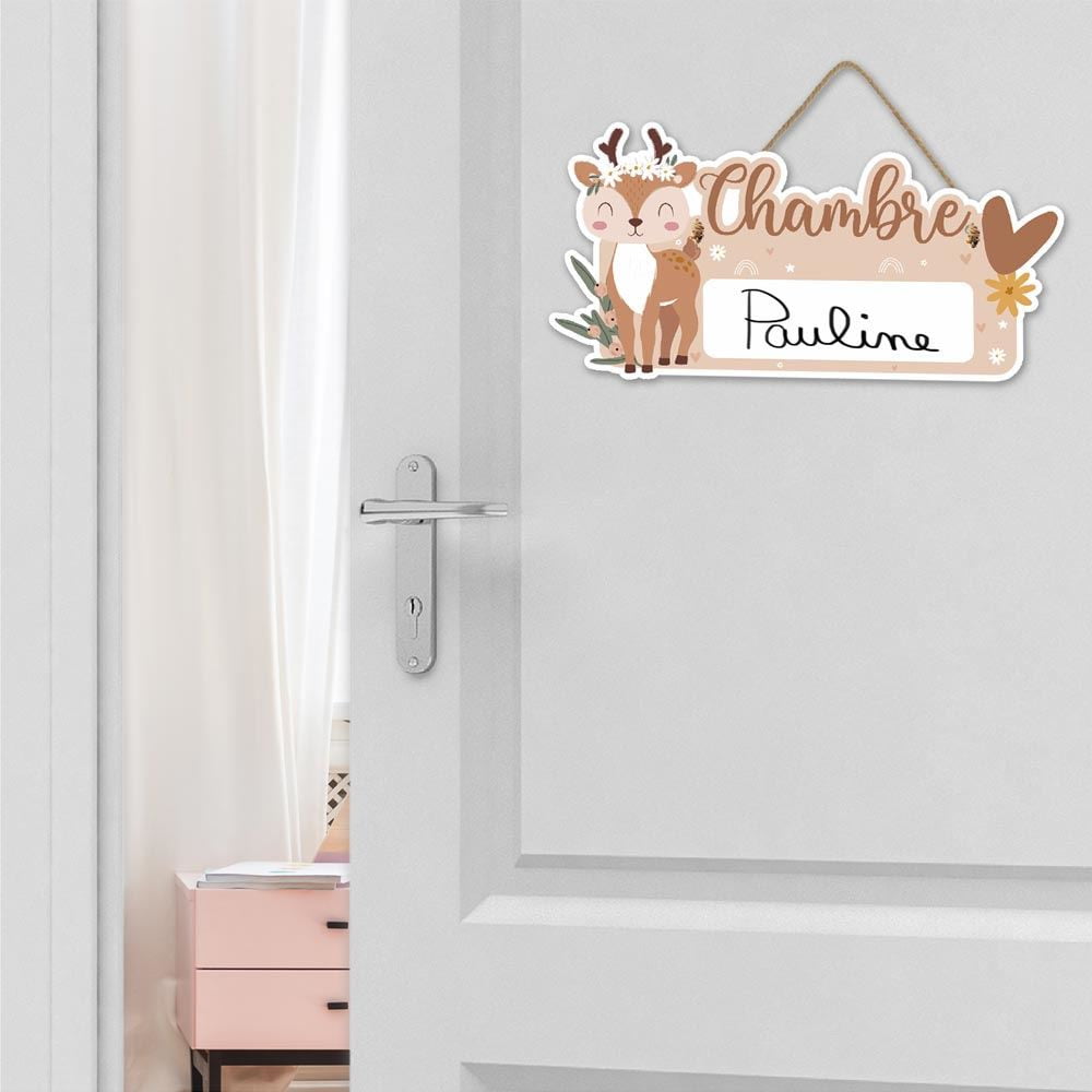 Plaque de porte personnalisable Biche