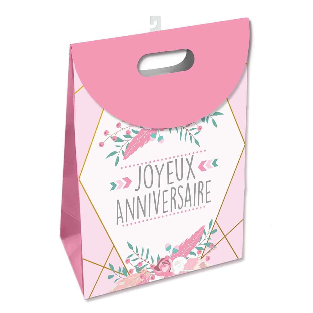 Pochette cadeau Anniversaire Grande rose