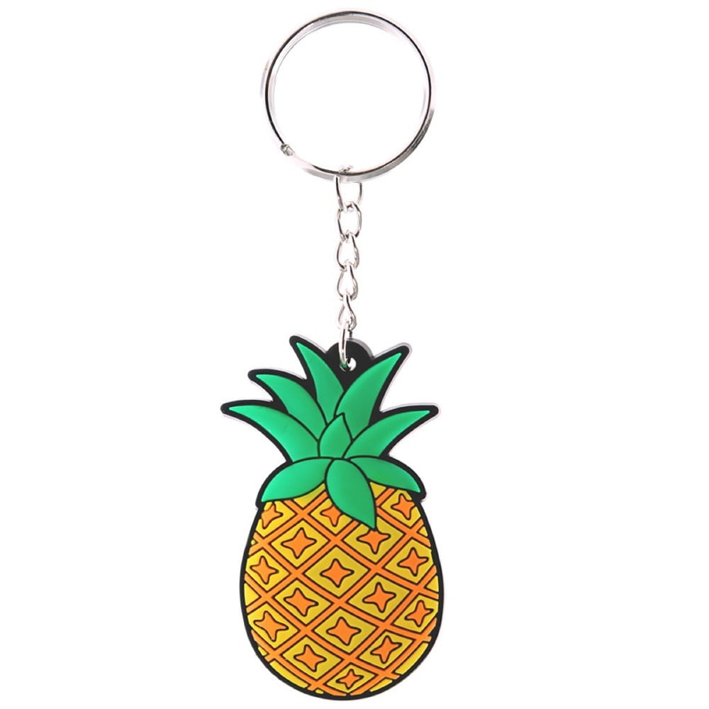 Porte clés en PVC Flamand rose Ananas