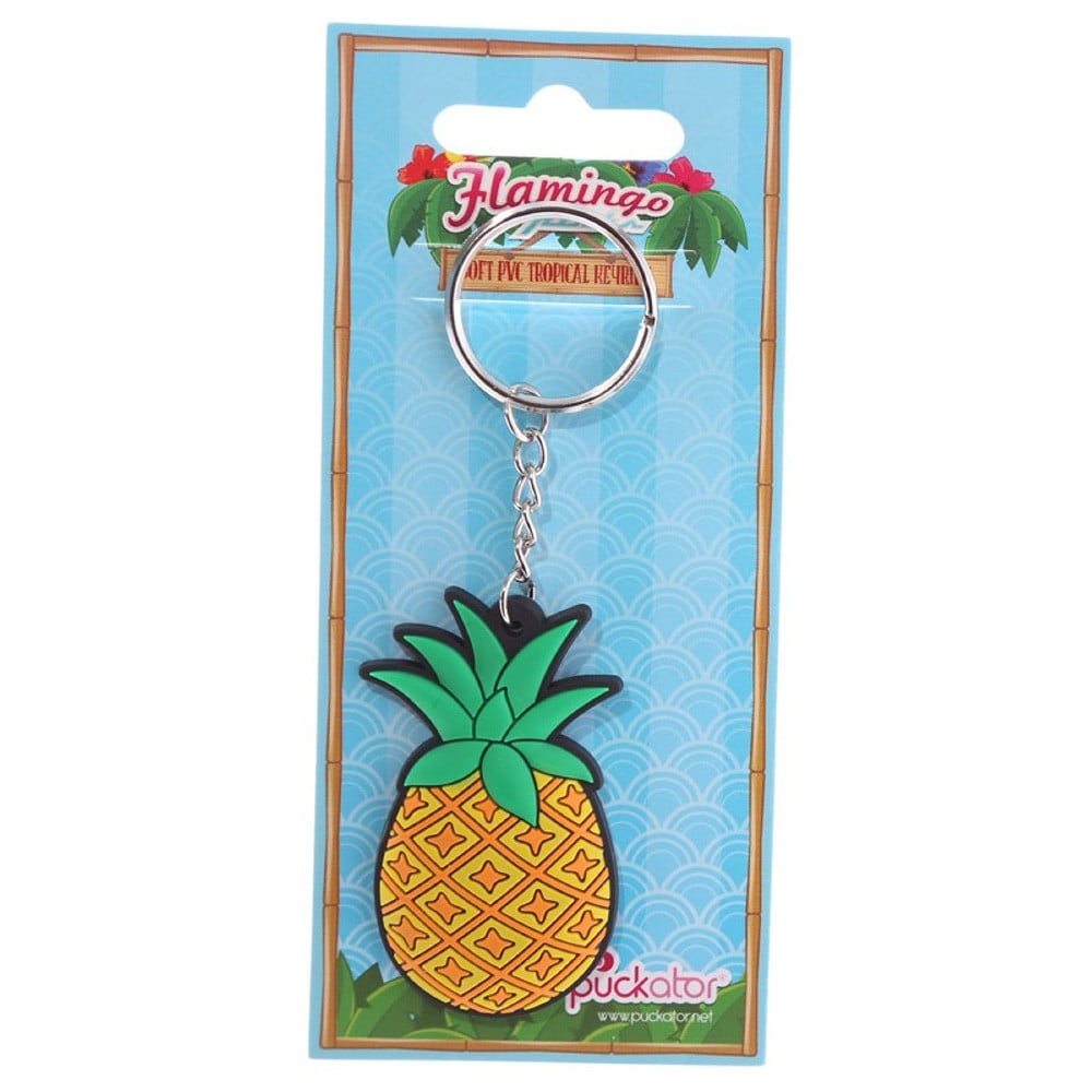 Porte clés en PVC Flamand rose Ananas