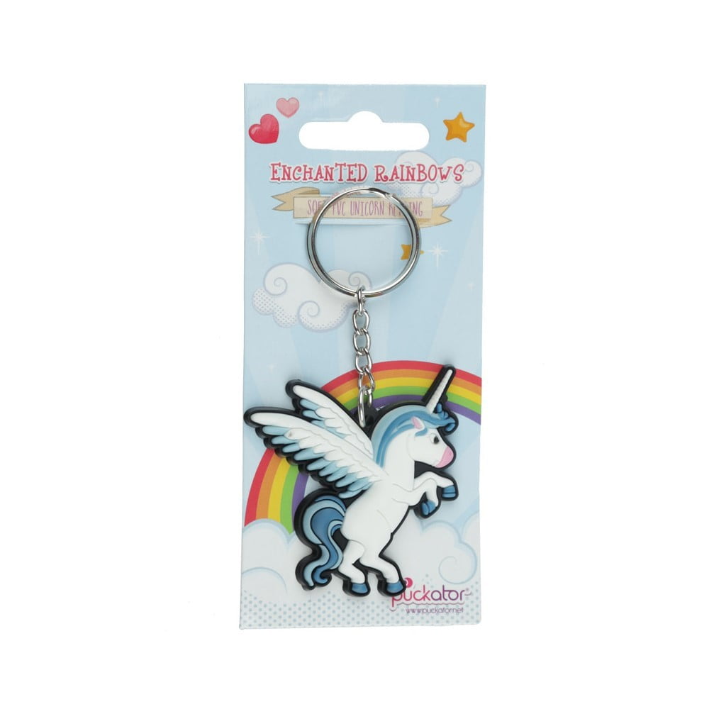 Porte clés funky Licorne bleu