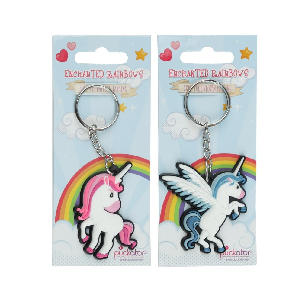 Porte clés funky Licorne bleu