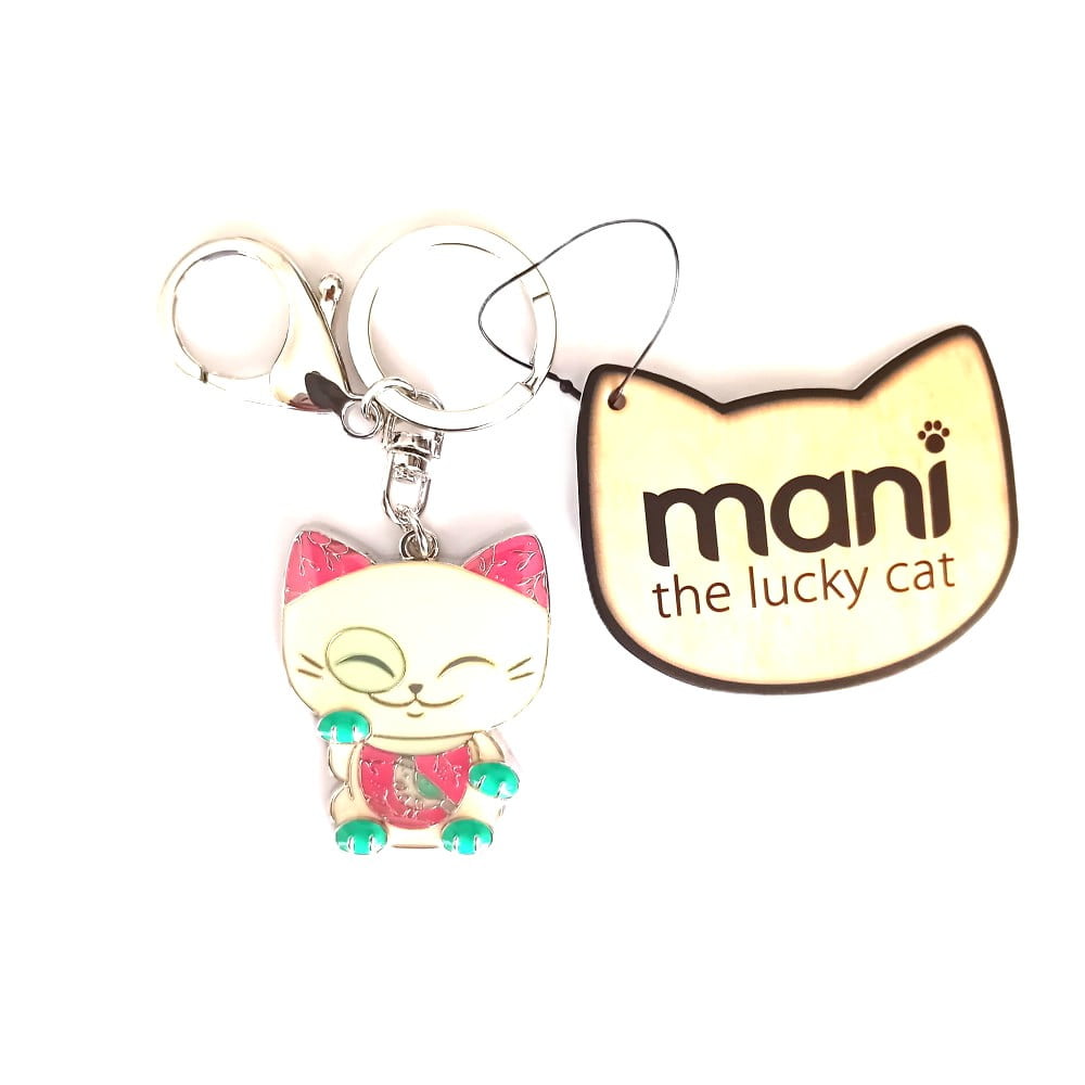 Porte-clés Mani The Lucky Cat blanc