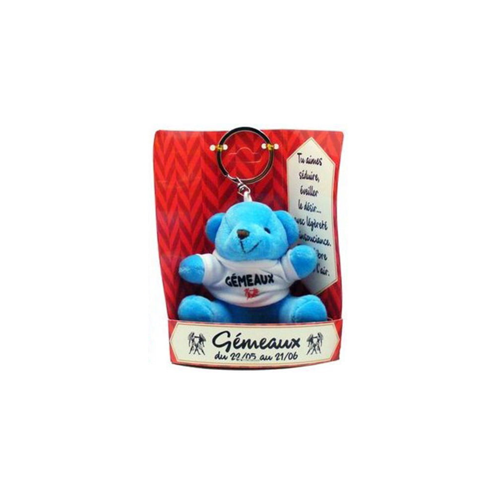 Porte clés peluche Gémeaux bleu