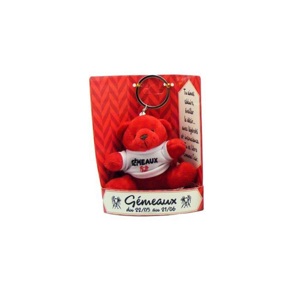 Porte clés peluche Gémeaux rouge