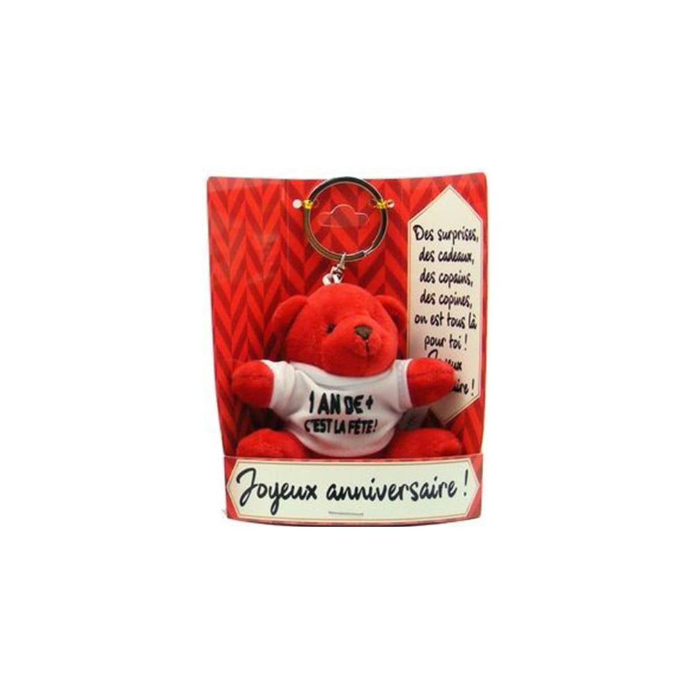 Porte clés peluche Joyeux anniv rouge