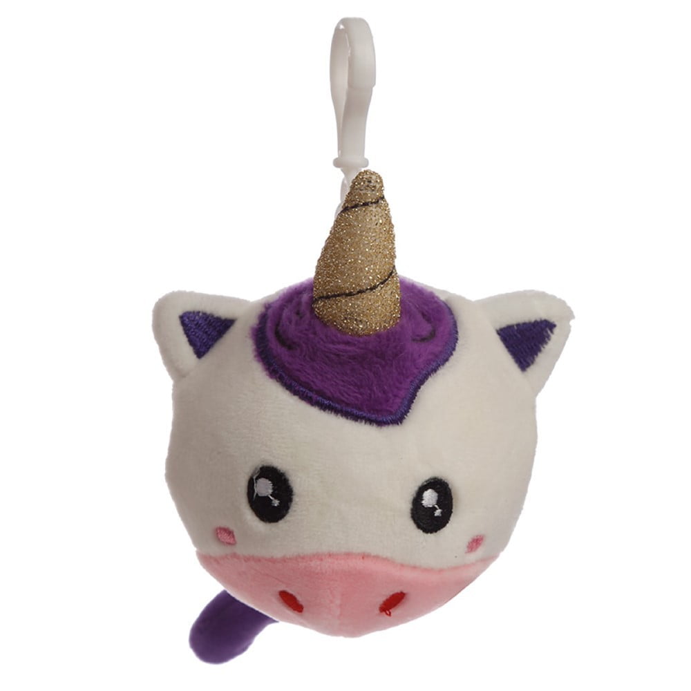 Porte clés peluché Licorne blanche et mauve