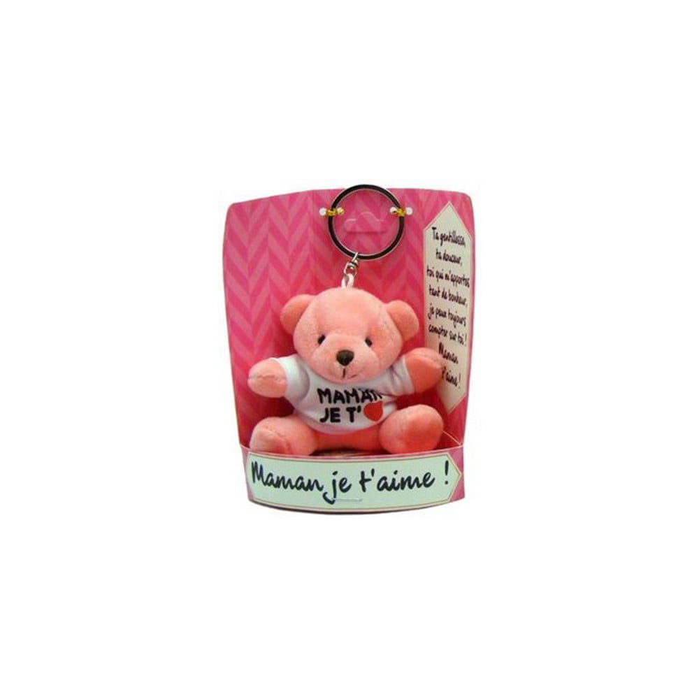 porte clés peluche Maman je t'aime rose