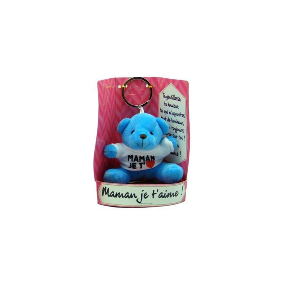 porte clés peluche Maman je t'aime bleu