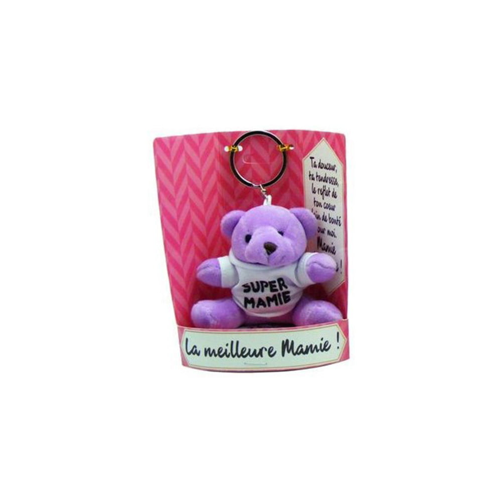 porte clés peluche Mamie violet