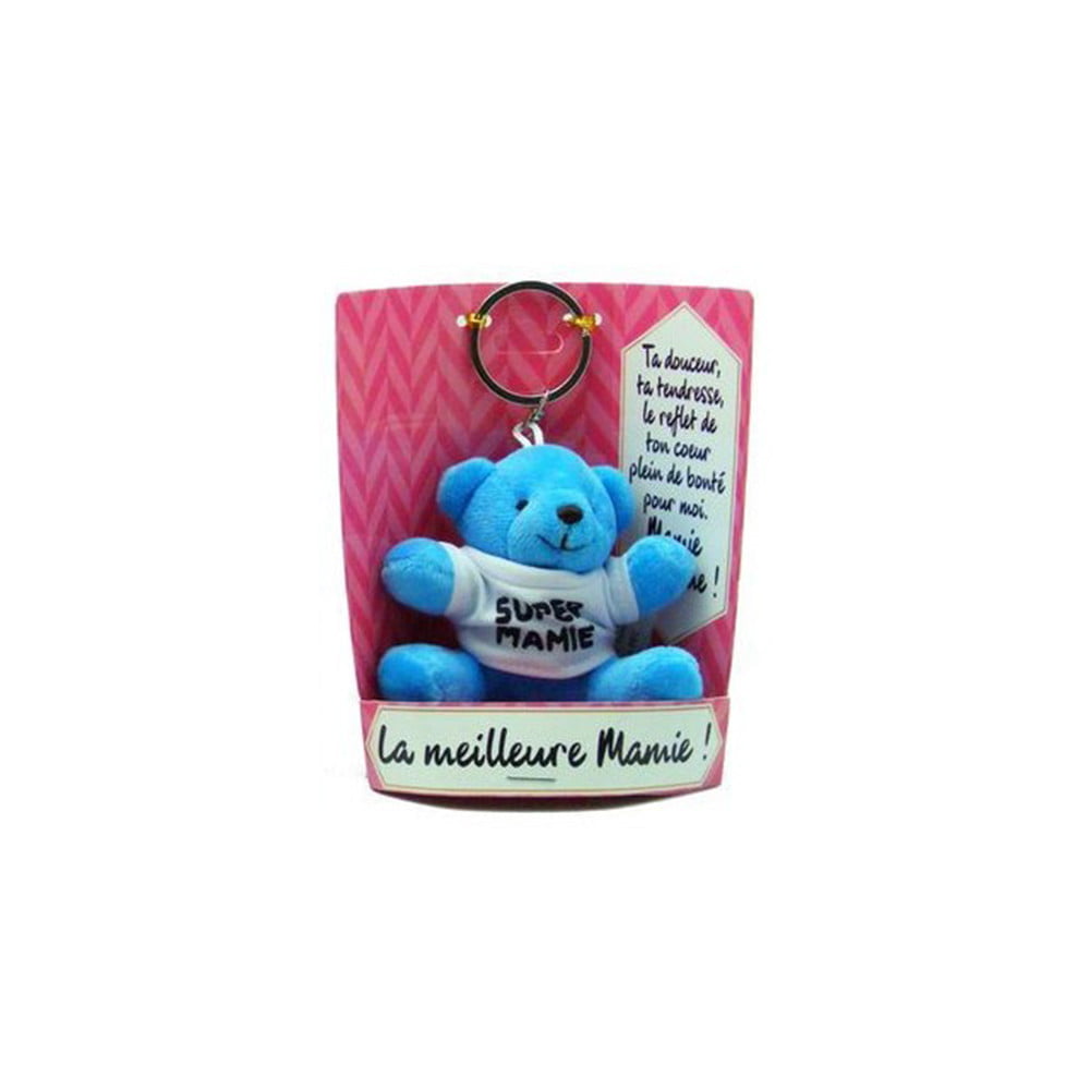 porte clés peluche Mamie bleu