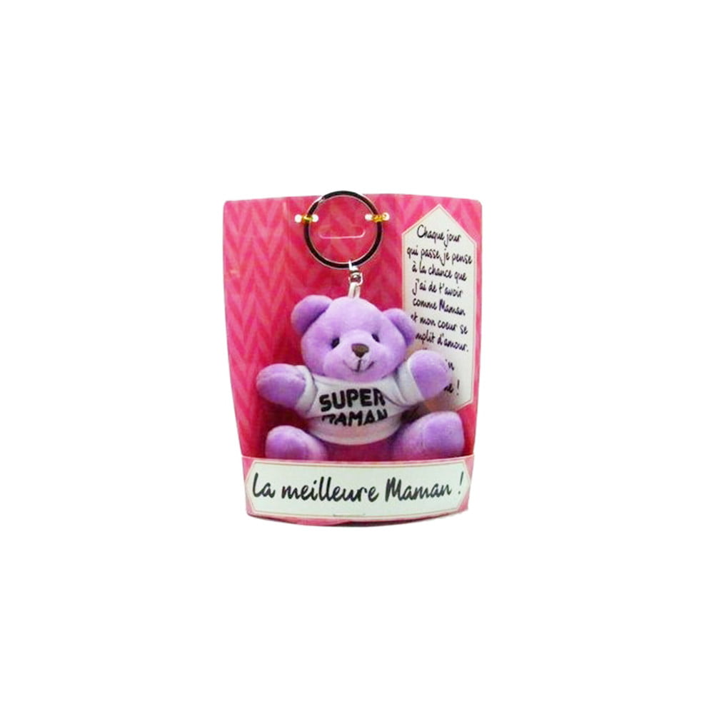 porte clés peluche Super Maman violet