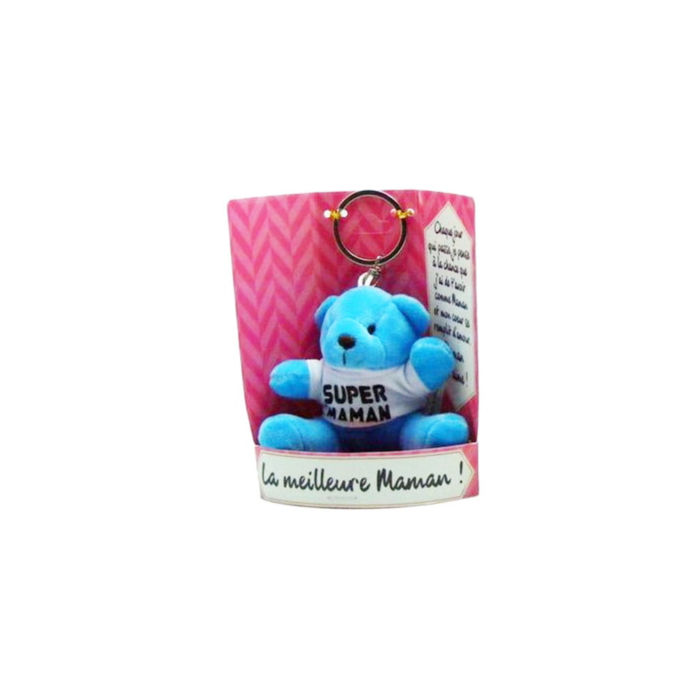 porte clés peluche Super Maman bleu