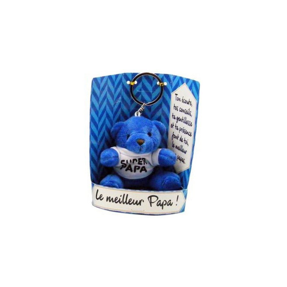 porte clés peluche Super Papa bleu