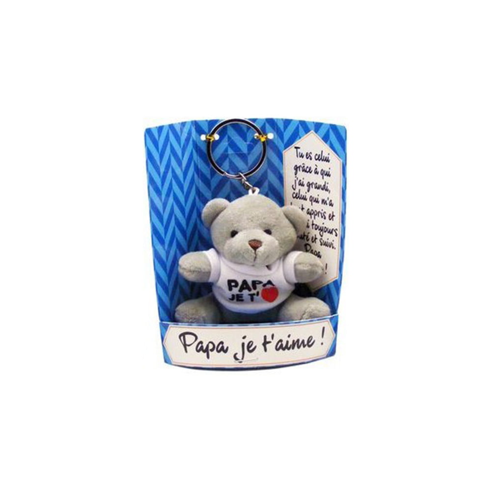 porte clés peluche Papa je t'aime gris