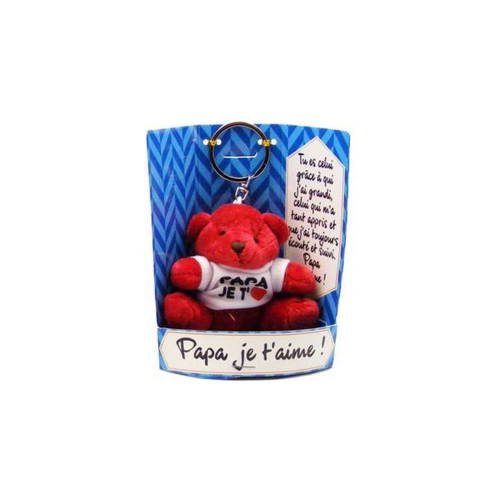 porte clés peluche Papa je t'aime rouge