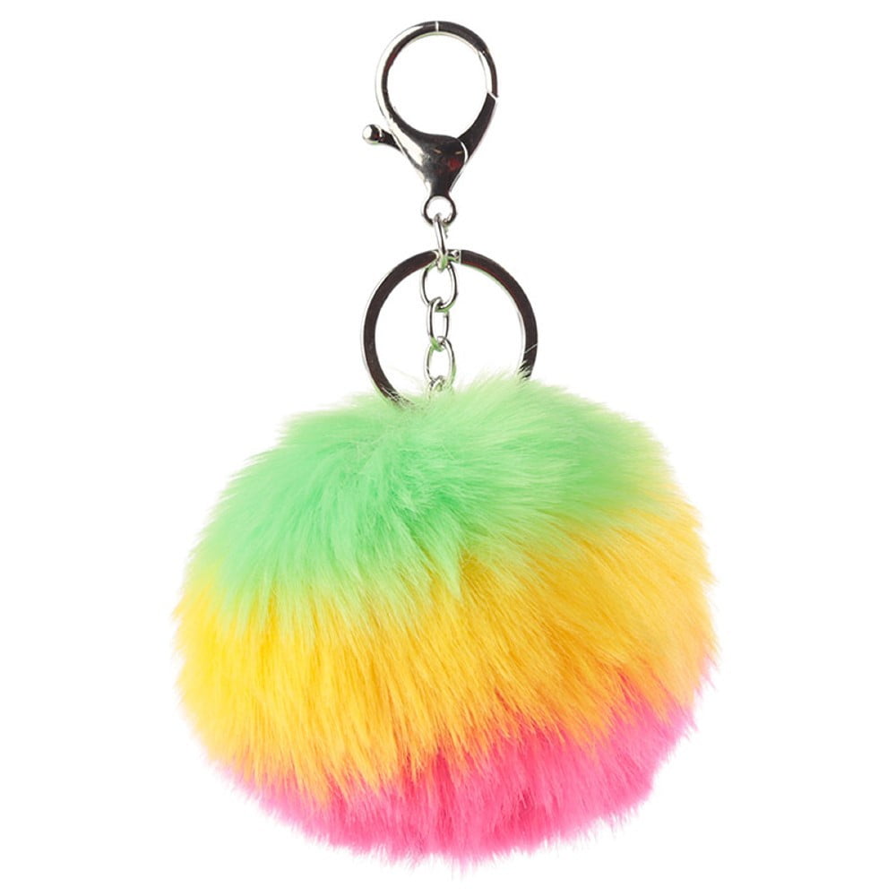 Porte clés Pompon arc en ciel