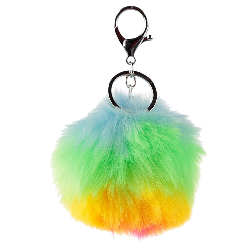 Porte clés Pompon arc en ciel