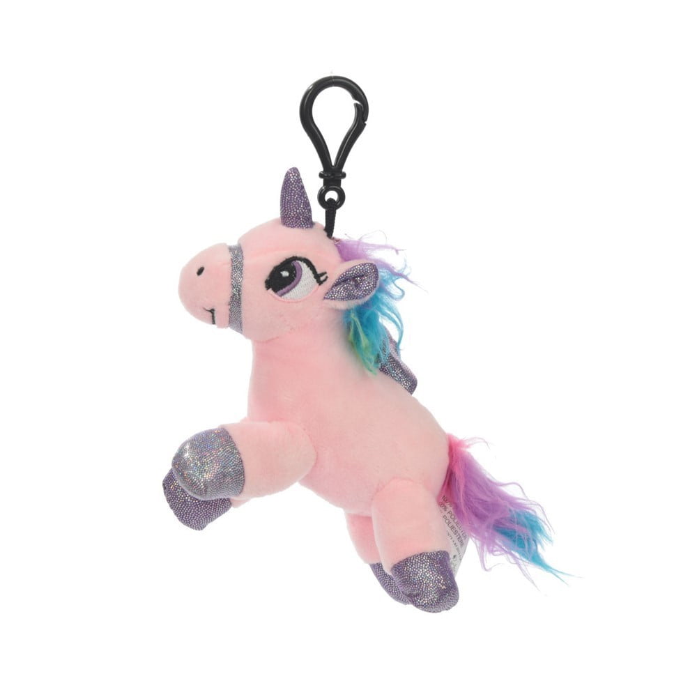 Porte clés peluche sonore licorne rose