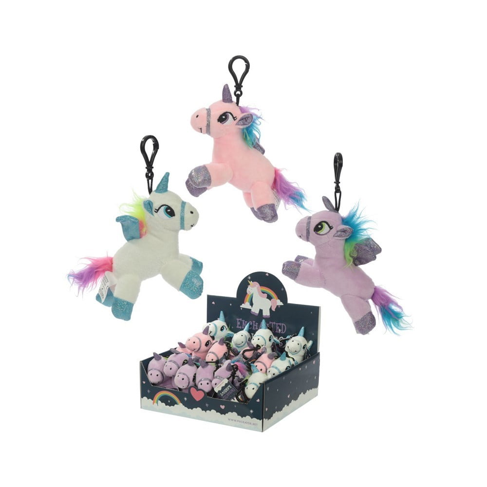 Porte clés peluche sonore licorne rose