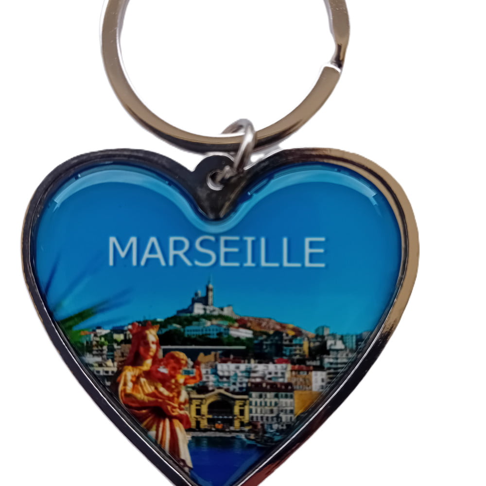 Porte Clés photo métal coeur Marseille