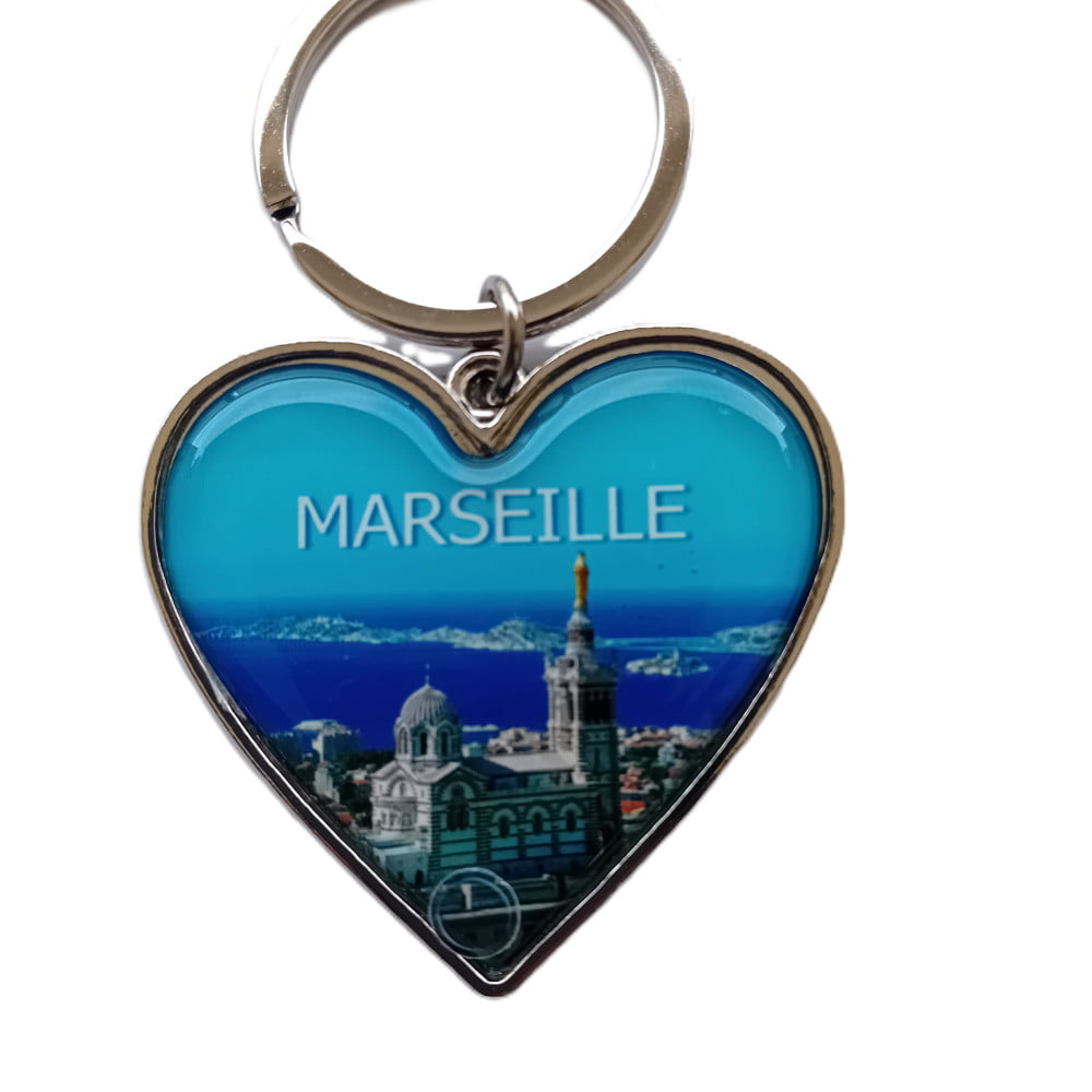 Porte Clés photo métal coeur Marseille