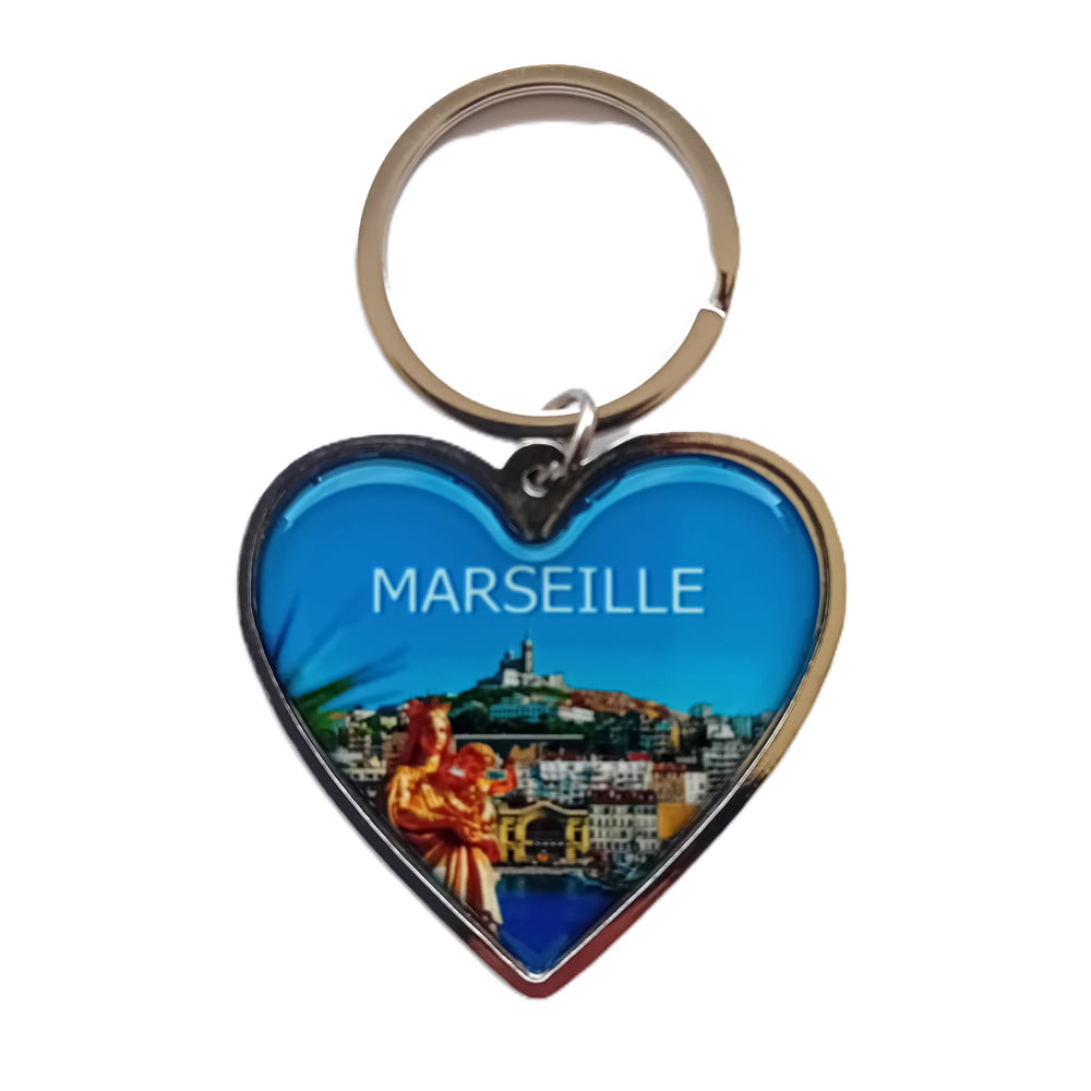 Porte Clés photo métal coeur Marseille