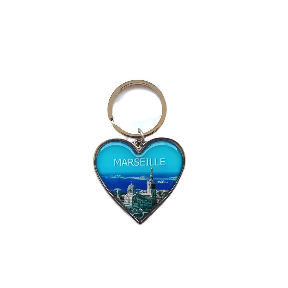 Porte Clés photo métal coeur Marseille
