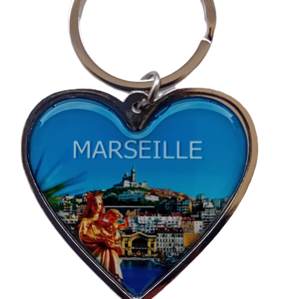 Porte Clés photo métal coeur Marseille