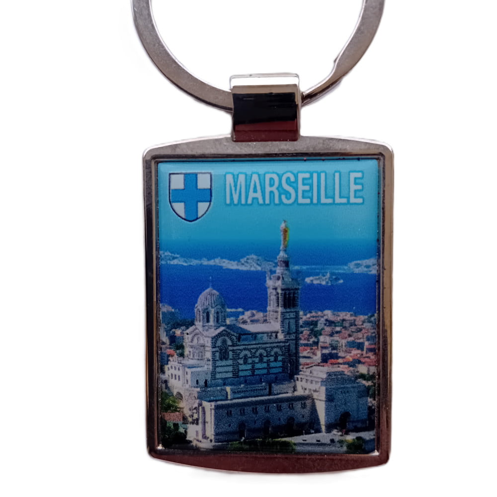 Porte Clés photo métal Marseille Basilique et Frioul