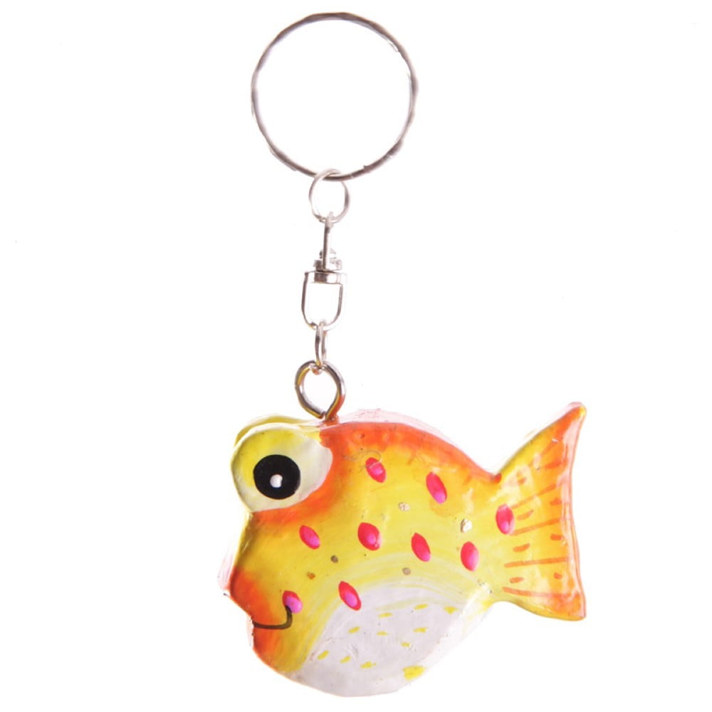 Porte clés poisson orange en bois