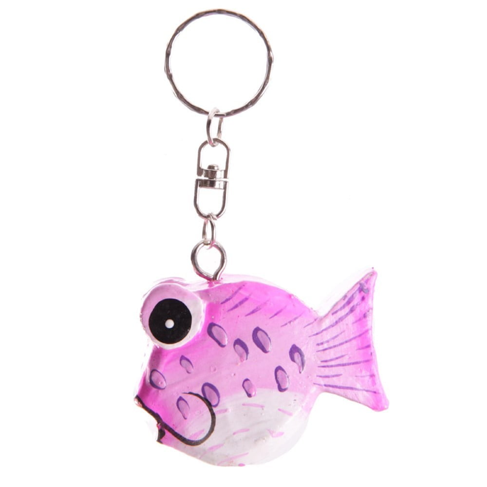 Porte clés poisson rose en bois