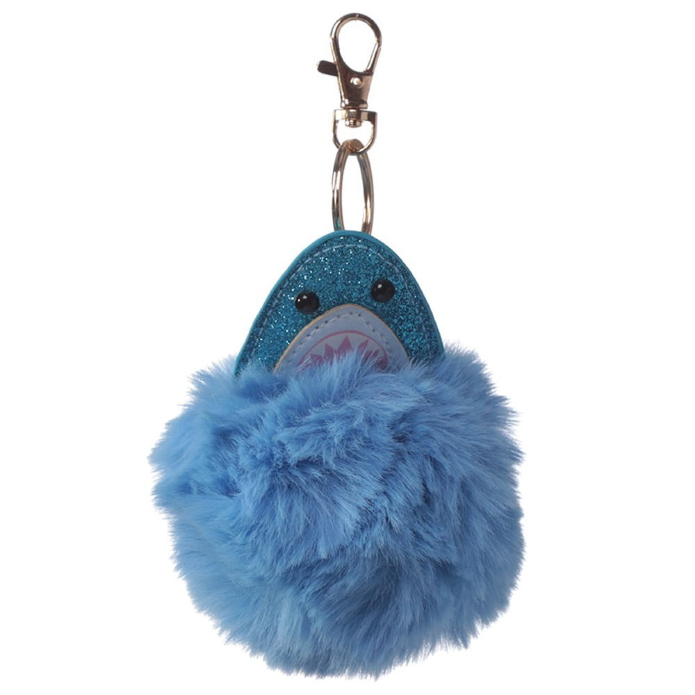 Porte clés pompon requin bleu