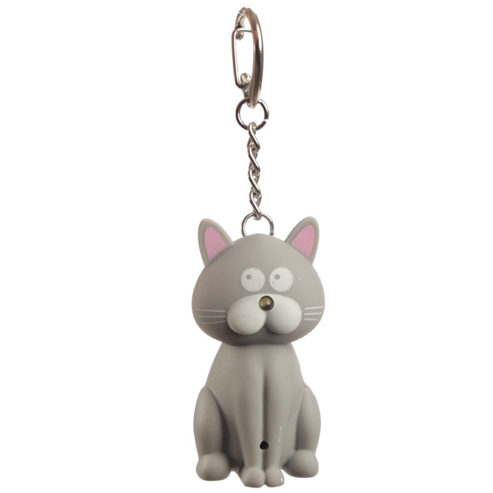 Porte clés sonore lumineux Chat gris