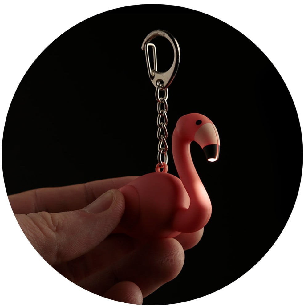 Porte Clés sonore lumineux Flamand Rose